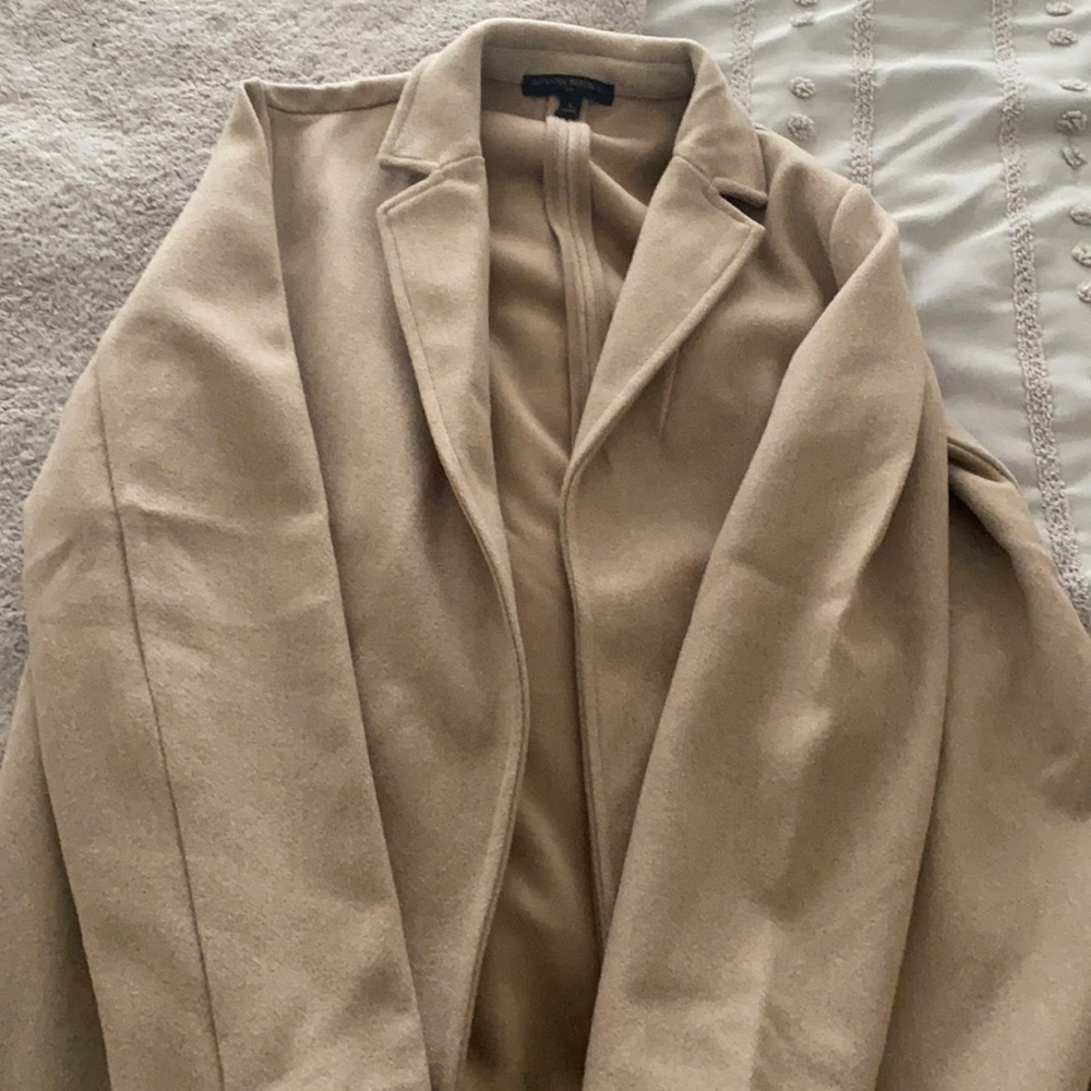 Banana republic factory brushed knit long jacket in camel heather